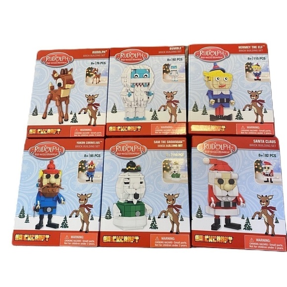 Rudolph Brickcraft Block Building Complete Set Figures Bumble Hermey Yukon Sam - Picture 1 of 3